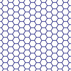 Wall Mural - Geometric hexagon shape seamless pattern.White polygon repeat pattern isolated on blue background.Vector illustration graphic background wallpaper.