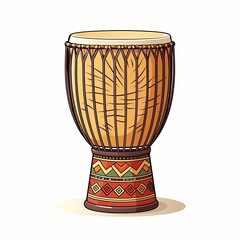 Wall Mural - Traditional drum isolated on light background, illustration generated with AI