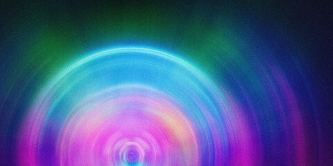 Wall Mural - Glowing neon colors grainy background pink blue purple green glowing circle swirl radiant banner poster backdrop design