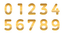 Golden Number Font Set, Modern Gold Numbers Button - Stock Vector