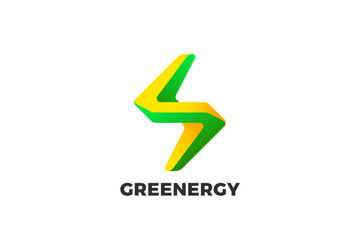 Poster - Green Energy Logo Flash Lightning Bolt Innovative Design Vector template. Power Technology Logotype icon tech.