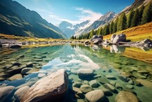 Scenic Lake In Graubunden, Switzerland. Generative AI