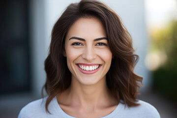 Wall Mural - Charming gorgeous smiling hispanic young woman looking at the camera