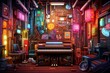 an assortment of vibrant musical bars. Generative AI