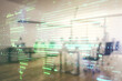 © Pixels Hunter - Multi exposure of abstract creative digital world map hologram on a modern furnished office background, tourism and traveling concept