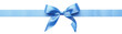 Blue color ribbon bow on transparent or white background. Best for poster, banner and birthday card designs