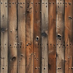 Poster - Distressed Wood Planks and Nails Pattern