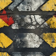 Poster - Eroded Asphalt and Urban Street Markings Pattern