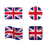 Fototapeta  - Vector United Kingdom National Flag Icons Set