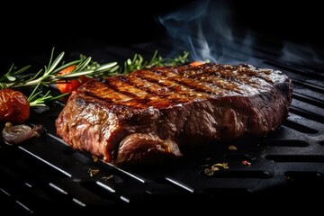 Steak grilled on the grill to perfection.