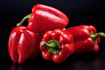 Poster - Red peppers isolated on black background