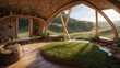 eco house in an abstract style with a grass roof