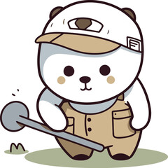 Wall Mural - Panda playing golf cartoon vector illustration. Cartoon panda playing golf.