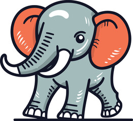 Wall Mural - Cute cartoon elephant. Vector illustration isolated on a white background.