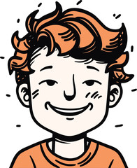 Smiling face of a boy with red hair. Vector illustration.