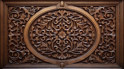 Wall Mural - Arabic patterns carved from wood on the door. Eastern architectural design.