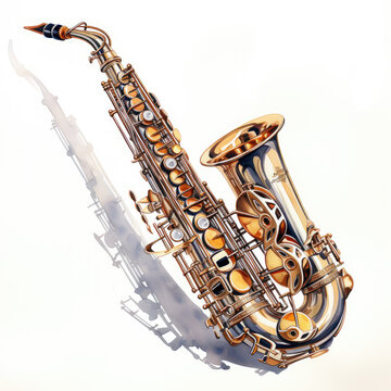 watercolor Saxophone clipart, Generative Ai