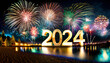 fuegos artificiales que marcan el inicio al nuevo año 2024