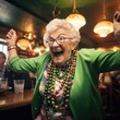 © DyrElena - cheerful old lady dancing in a bar