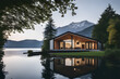 Villa am See . Modernes schickes Haus in der Ruhe eines Sees . KI Generated