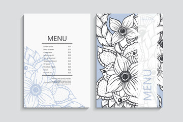 Wall Mural - Beautiful floral menu template cards	
