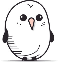 Naklejka na meble Cute kawaii cartoon penguin isolated on white background.