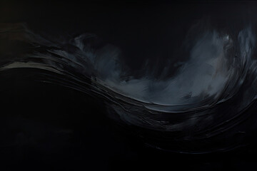 Wall Mural - a black and white photo of a wave in the ocean. Expressive Charcoal color oil painting background