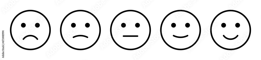 Feedback emoticons emojis. Smiley icon set , happy, neutral, sad, emoji ...