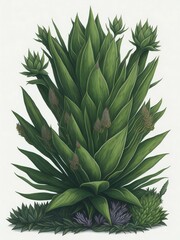  a drawing of an aloe vera plant with green leaves