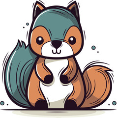 Cute squirrel in cartoon style. Vector illustration on white background.