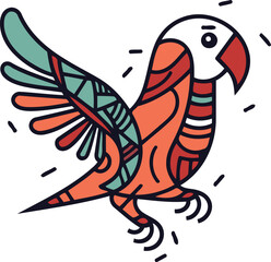 Cute parrot. Vector illustration in doodle style.