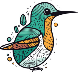  Hand drawn vector illustration of a hummingbird isolated on white background.