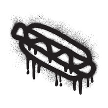 Fast Food Hot Dog Graffiti With Black Spray Paint