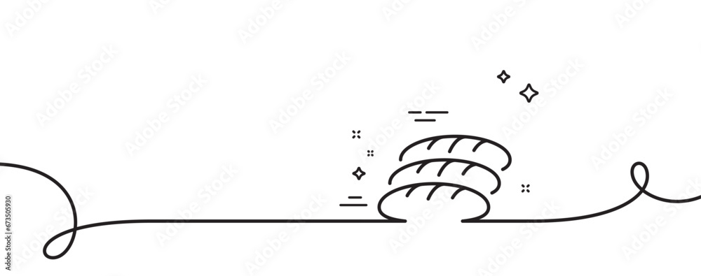 Bread line icon. Continuous one line with curl. Bakery food sign ...