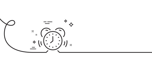 Poster - time management line icon. continuous one line with curl. alarm clock sign. watch symbol. time manag