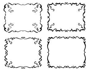 Poster - Set of four decorative hand drawn vector frames