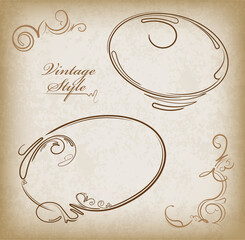 Poster - Set of four decorative vectro frames on a old style vintage background