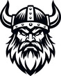 Viking Norse warrior mascot portrait with horned helmet