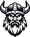 Fototapeta Pokój dzieciecy - Viking Norse warrior mascot portrait with horned helmet