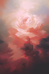 Wall Mural - a painting of a pink rose on a gray background. Expressive Rose oil painting background