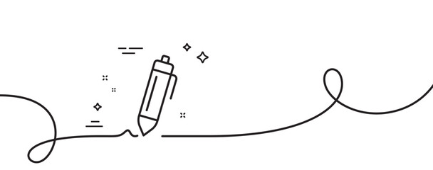 Poster - signature line icon. continuous one line with curl. written pen sign. education symbol. signature si