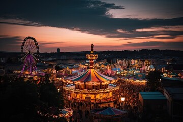 Wall Mural - colorful summer carnival at dusk