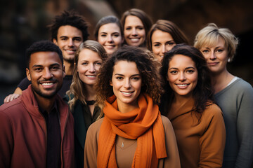 Wall Mural - a group of people of different nationalities and smile