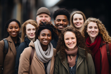 Wall Mural - a group of people of different nationalities and smile