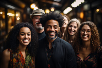 Wall Mural - a group of people of different nationalities and smile