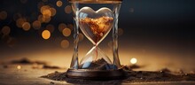 Love Although Often Thought Of As Everlasting Is Actually A Finite Notion It Can Be Likened To A Staged Image Editing Process Where A Heart Inside An Hourglass Gradually Turns Into Sand Symb