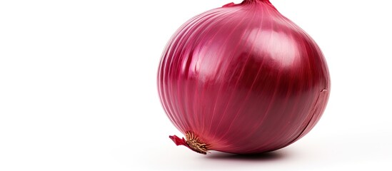 Canvas Print - Isolated on a white background there is a red onion bulb that has been cut out