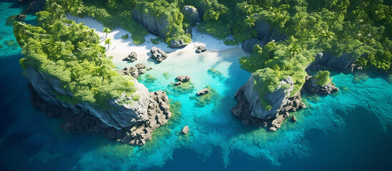 Wall Mural - a view of a tropical island. AI generated