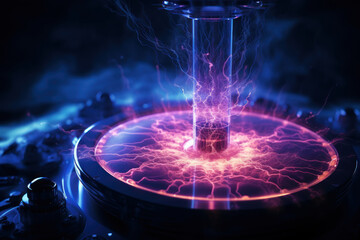 Aufkleber - a scientific experiment with plasma discharges, showcasing advanced research in electrical phenomena