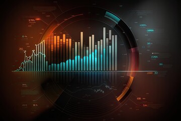 Wall Mural - Business graph and chart concept. Colorful data visualization and financial analysis for report and presentation. Generative AI